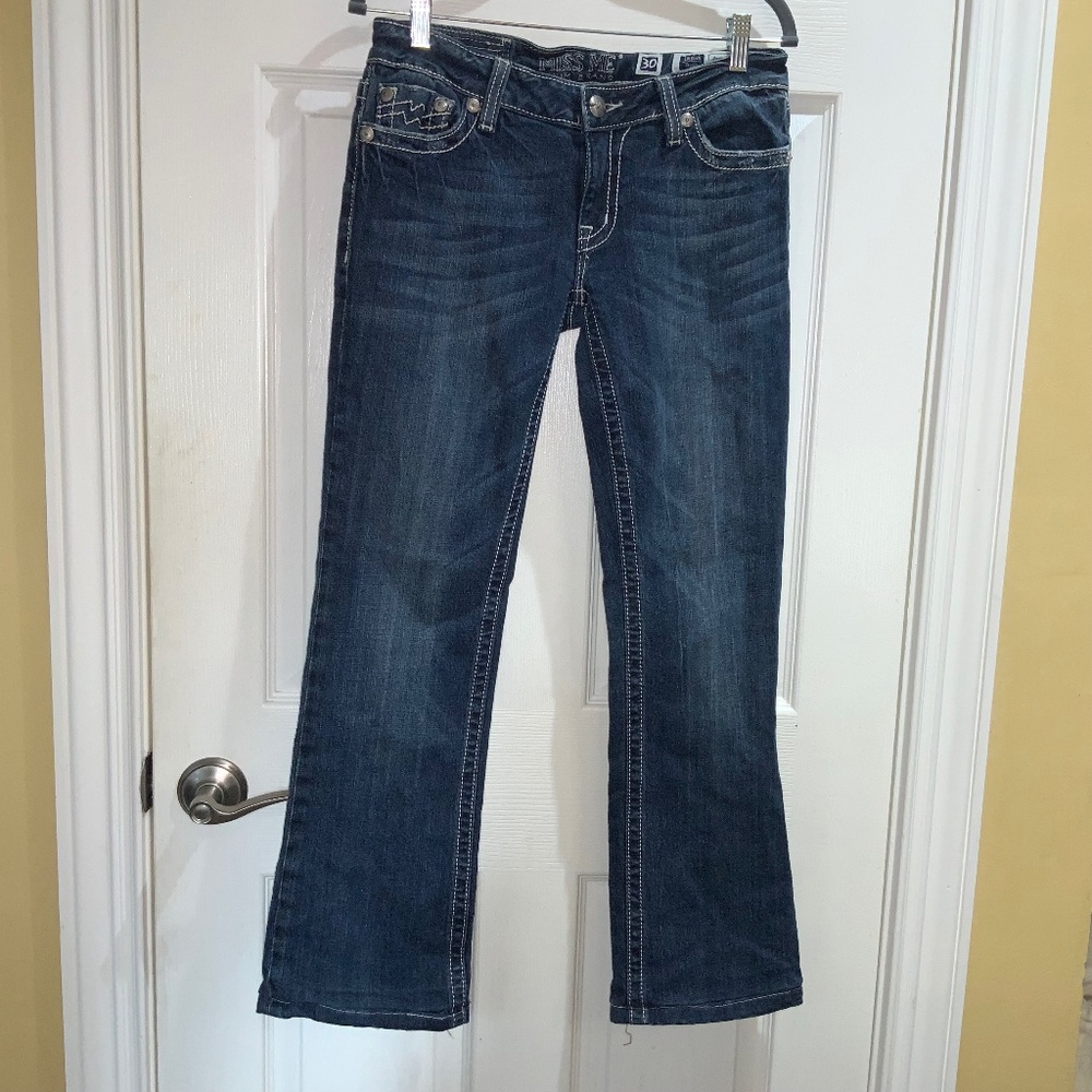 Miss Me Irene Bootcut jeans 30 button flap back pockets topstitching Y2K cowgirl